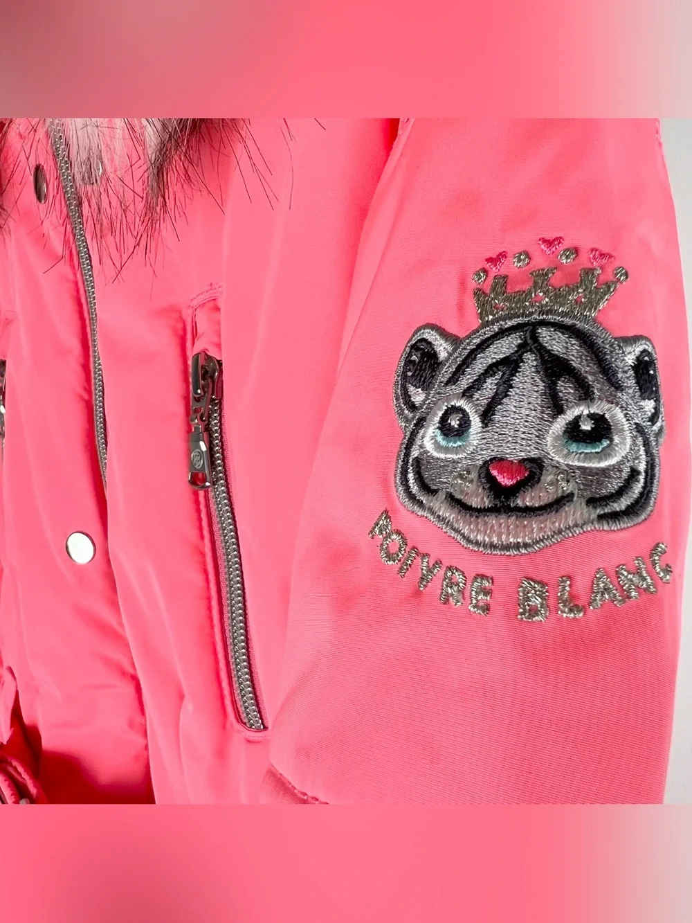 Poivre Blanc Girls Ski Jacket and Overall/Bib Ski Pants Set, Punch Pink, Size 7